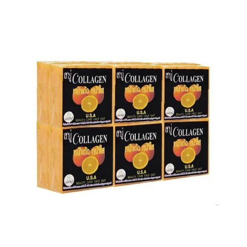 2 Savons Collagen USA éclaircissants – Anti-acné, Anti-taches, Parfum Orange, 75g Chaque, Neuf
