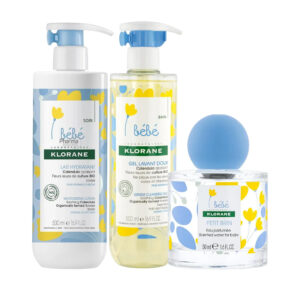 Klorane Gamme Pour Bébé  LAIT 500ML + GEL DOUCHE 500ML + PARFUM